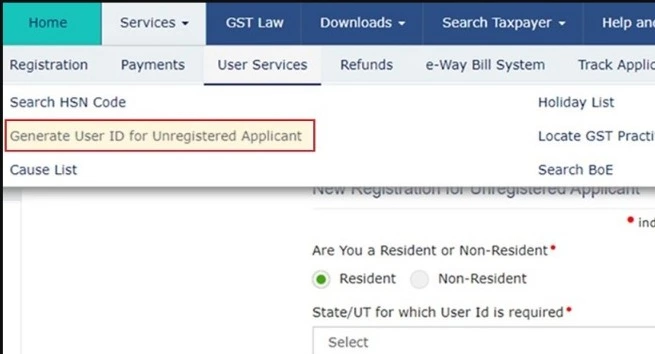 GST functionality for unregistered dealer